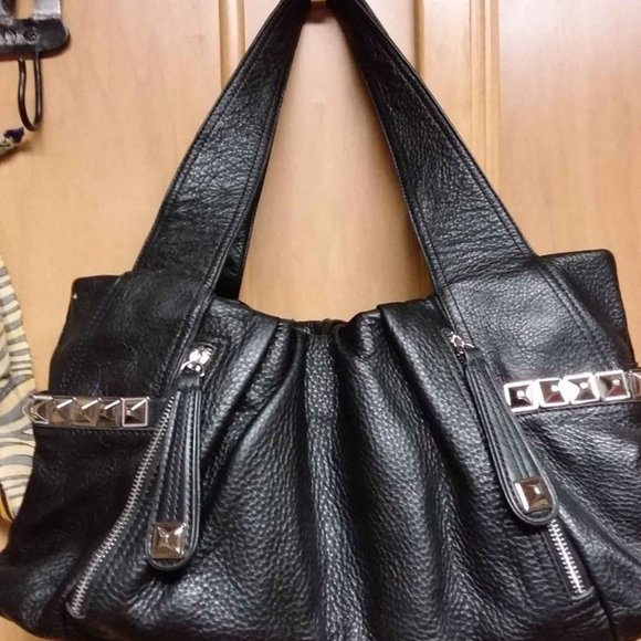 Makowsky Black Pebble Leather Shoulder Purse - Picture 1 of 8